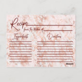 Postale Carte de recette de mariée Rose et florale de Bour (Dos)