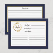 Postale Carte de recette de monogramme de flocons d'or ble (Devant / Derrière)
