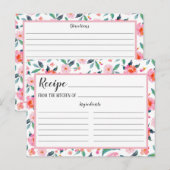 Postale Carte de recette de motif floral rose (Devant / Derrière)