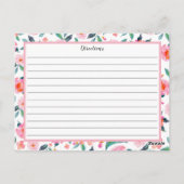 Postale Carte de recette de motif floral rose (Dos)