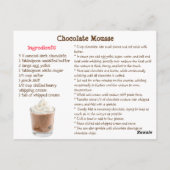 Postale Carte de recette de mousse au chocolat (Dos)
