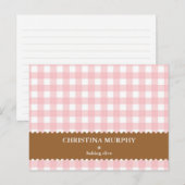 Postale Carte de recette de nom personnalisé en vichy rose (Devant / Derrière)