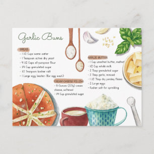 Postale Carte de recette de petit pain à l'ail