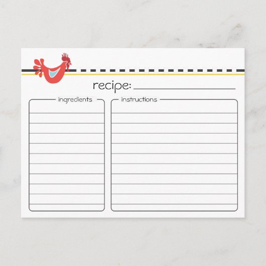 Postale Carte de recette de poulet rétro (Devant)