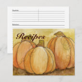 Postale Carte de recette de récolte citrouille (Devant / Derrière)