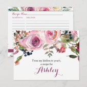 Postale Carte de recette de Rose Floral rose violet (Devant / Derrière)