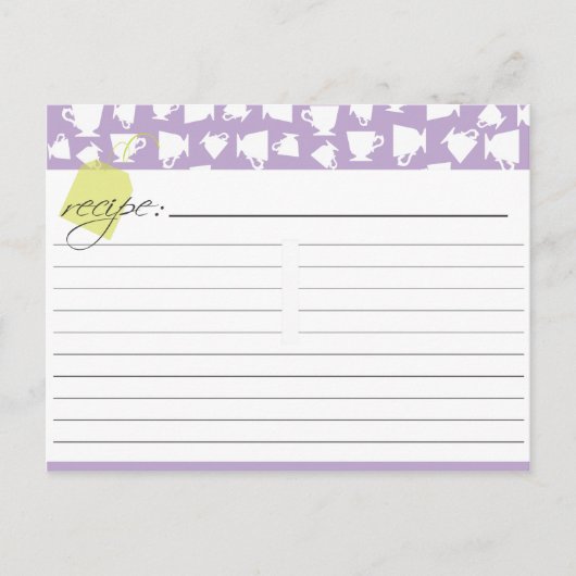 Postale Carte de recette de thé nuptiale (Devant)