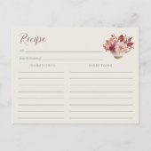 Postale Carte de recette de théière florale d'automne pour (Devant)