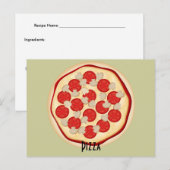 Postale Carte de recette de tomates et champignons Pizza (Devant / Derrière)