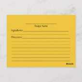 Postale Carte de recette de vie fixe jaune (Dos)