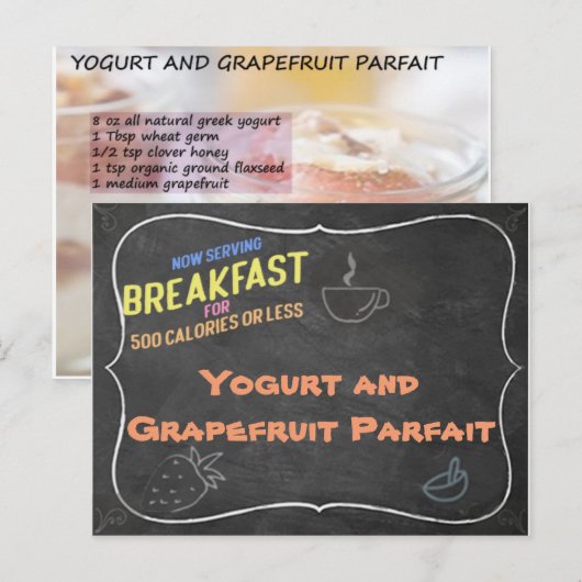 Postale Carte de recette de yaourt et de pamplemousse Parf (Devant / Derrière)