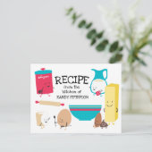 Postale Carte de recette des ingrédients de cuisson rétro (Debout devant)