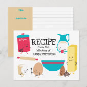 Postale Carte de recette des ingrédients de cuisson rétro (Devant / Derrière)