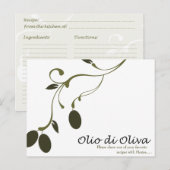 Postale Carte de recette d'huile d'olive (Devant / Derrière)