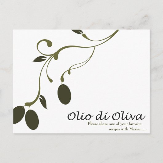 Postale Carte de recette d'huile d'olive (Devant)