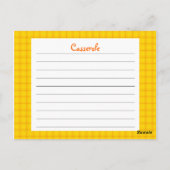 Postale Carte de recette d'impression jaune (Dos)