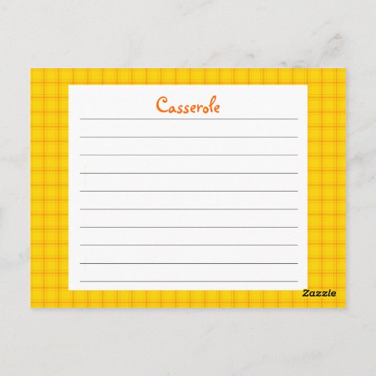 Postale Carte de recette d'impression jaune (Dos)