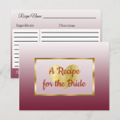 Postale Carte de recette du mariage de dégradés de Bourgog (Devant / Derrière)