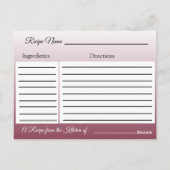 Postale Carte de recette du mariage de dégradés de Bourgog (Dos)