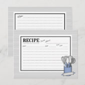 Postale Carte de recette d'ustensile de cuisine bleu Caddy (Devant / Derrière)
