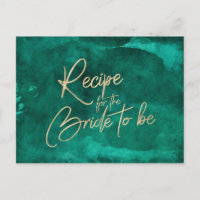 Carte de recette Emerald Green Watercolor & Gold B