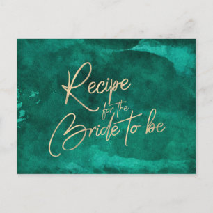 Postale Carte de recette Emerald Green Watercolor & Gold B