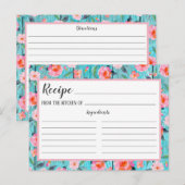 Postale Carte de recette en bois d'Aqua rose rustique (Devant / Derrière)