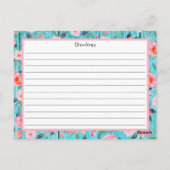 Postale Carte de recette en bois d'Aqua rose rustique (Dos)