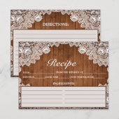 Postale Carte de recette en bois rustique et dentelle blan (Devant / Derrière)
