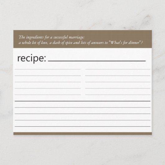 Postale Carte de recette Fête des mariées (Devant)
