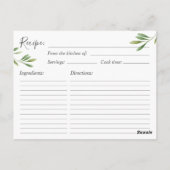 Postale Carte de recette Fête des mariées citron Citrus Bo (Dos)