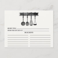 Carte de recette Fête des mariées des ustensiles d