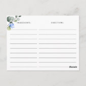 Postale Carte de recette Fête des mariées Eucalyptus coule (Dos)