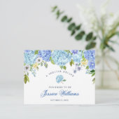 Postale Carte de recette Fête des mariées Florale Blue Hyd (Debout devant)