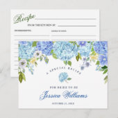 Postale Carte de recette Fête des mariées Florale Blue Hyd (Devant / Derrière)