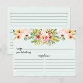 Postale Carte de recette Fête des mariées florale Peonies (Devant / Derrière)