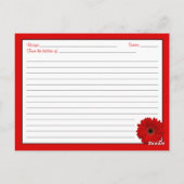 Postale Carte de recette Fête des mariées rouge Gerbera Da (Dos)