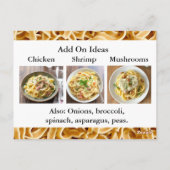 Postale Carte de recette Fettuccini Alfredo (Dos)