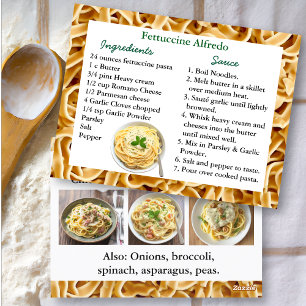Postale Carte de recette Fettuccini Alfredo