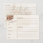 Postale carte de recette fleurie Pompas herbe boho nuptial (Devant / Derrière)