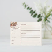 Postale carte de recette fleurie Pompas herbe boho nuptial (Debout devant)