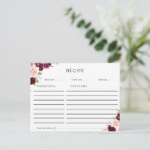 Postale carte de recette fleurie prune pourpre et pêche (Debout devant)