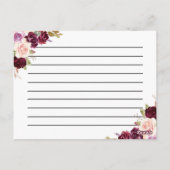 Postale carte de recette fleurie prune pourpre et pêche (Dos)