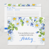 Postale Carte de recette Floral Fleur Bleu Bleu Fleur Blan (Devant / Derrière)