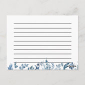 Postale carte de recette florale bleue (Dos)