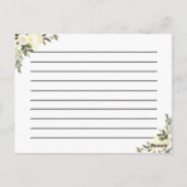 Postale carte de recette florale d'ivoire aquarelle (Dos)