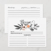 Postale Carte de recette florale grise (Devant / Derrière)