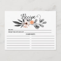 Carte de recette florale grise