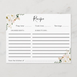 Postale carte de recette florale magnolia aquarelle