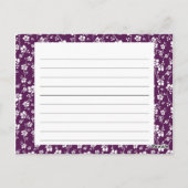 Postale Carte de recette florale pourpre (Dos)